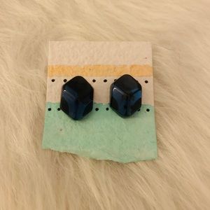 Vintage blue geometric glass earrings